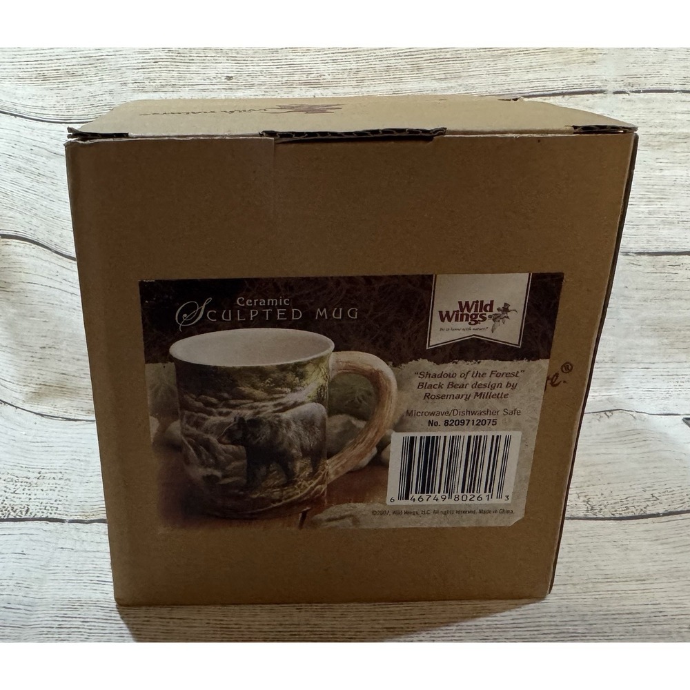 New Wild Wings Shadow of the Forest Sculpted Bear Coffee Mug Cup R. Millette NIB
